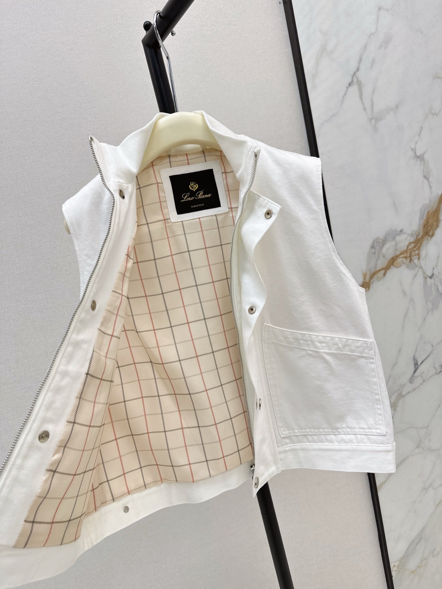 Lor*P 25ss ribbed stand collar denim vest