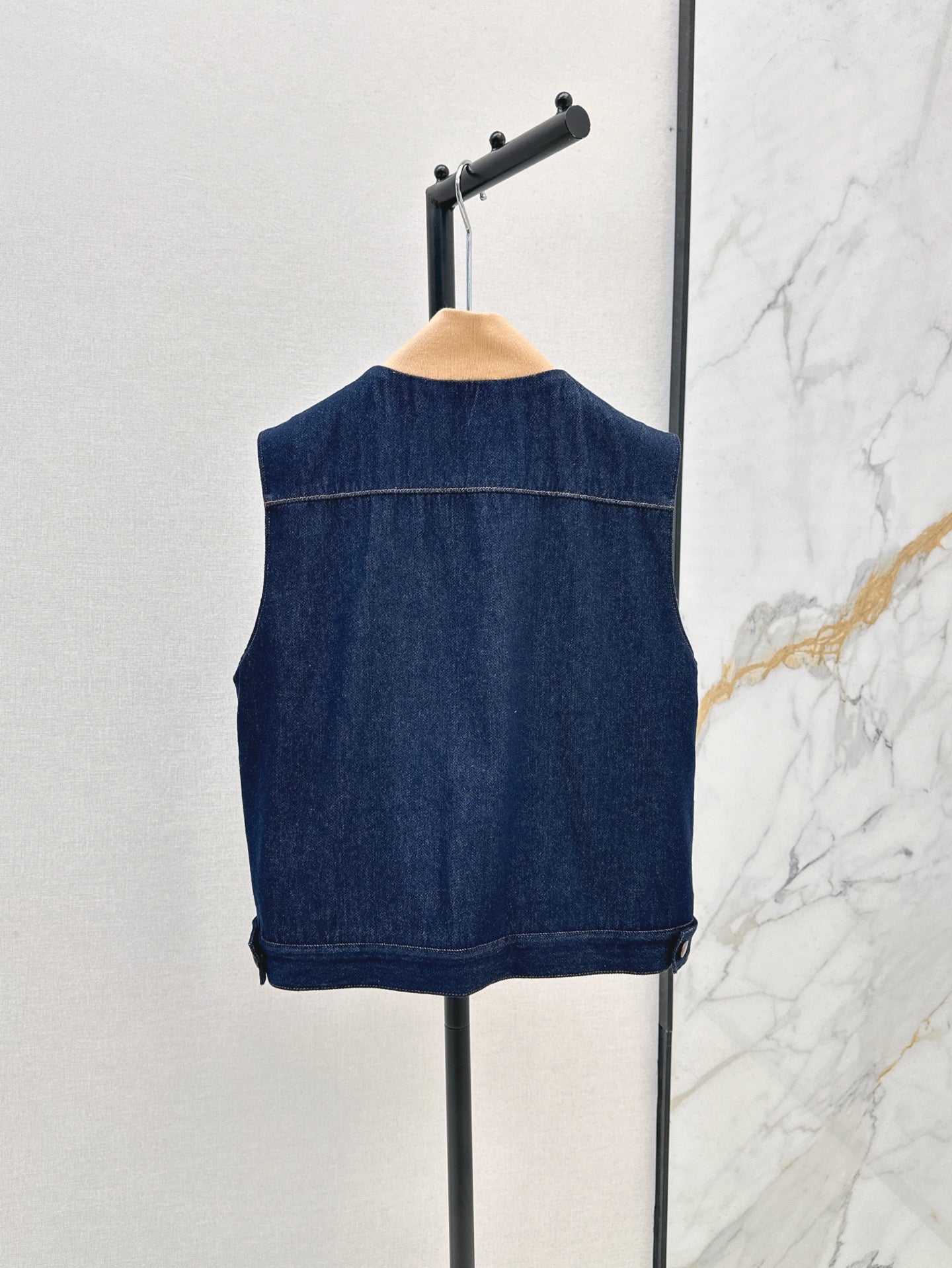 Lor*P 25ss ribbed stand collar denim vest