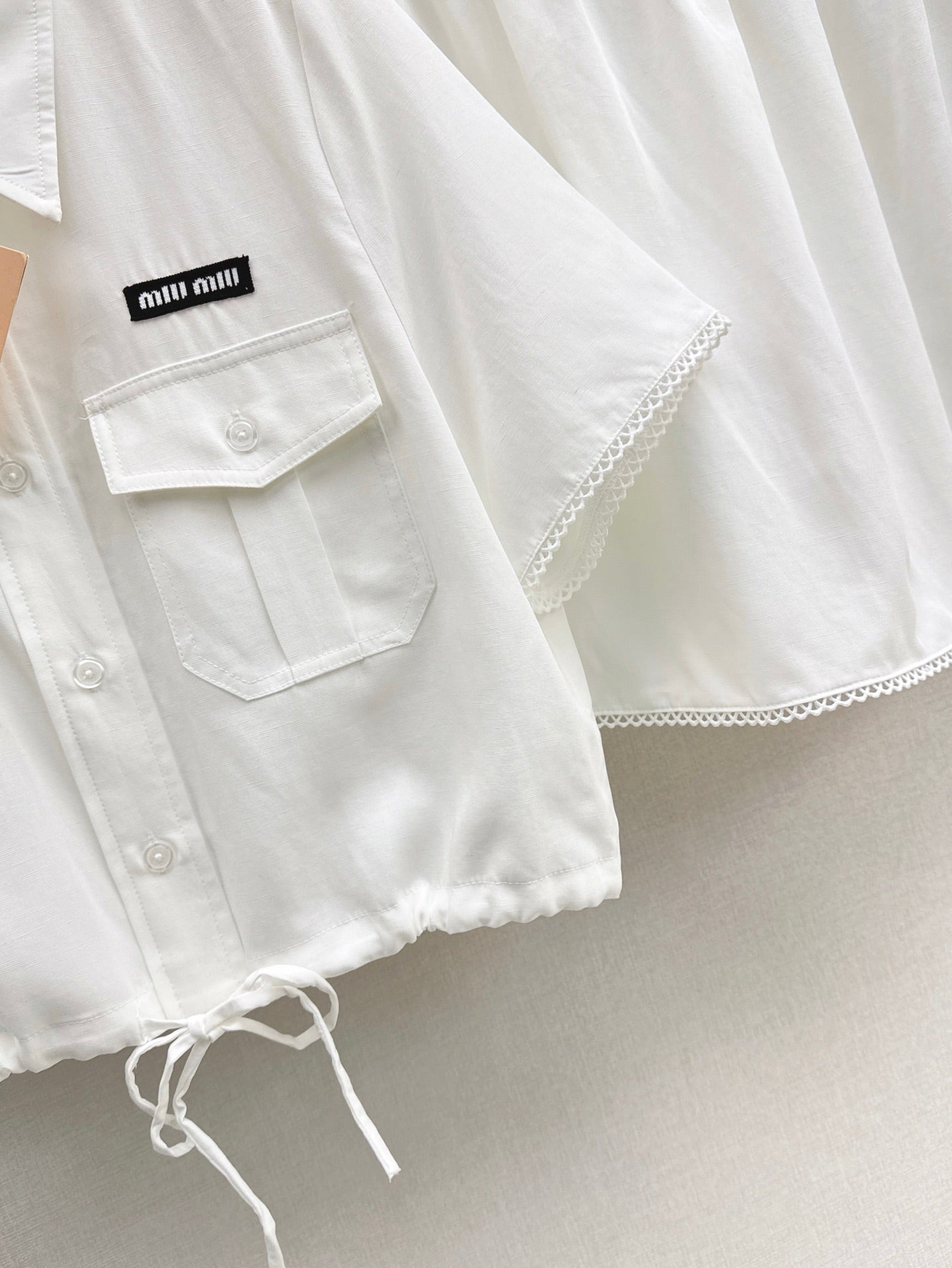 M*u 25ss cropped shirt and miniskirt suit