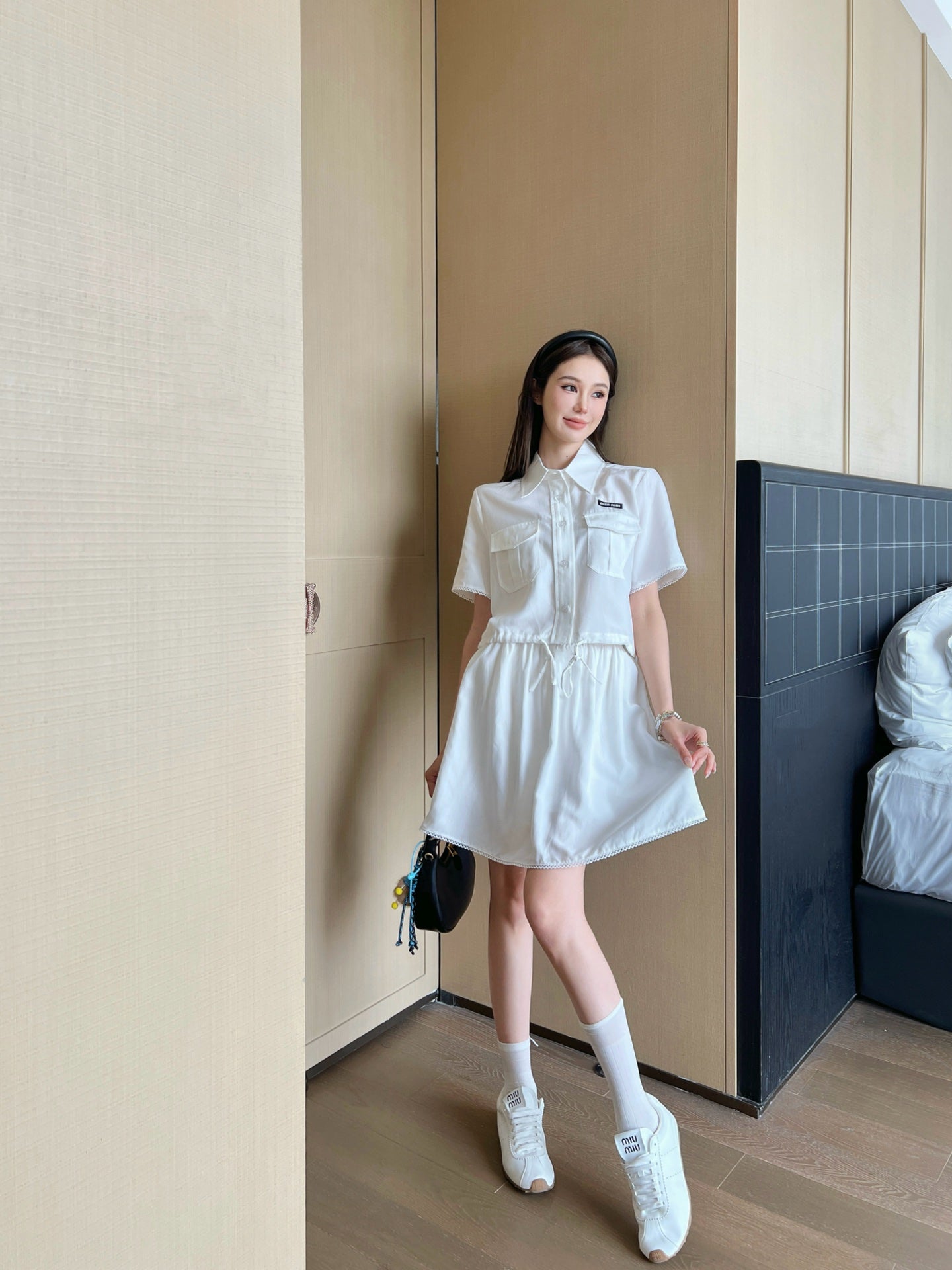 M*u 25ss cropped shirt and miniskirt suit