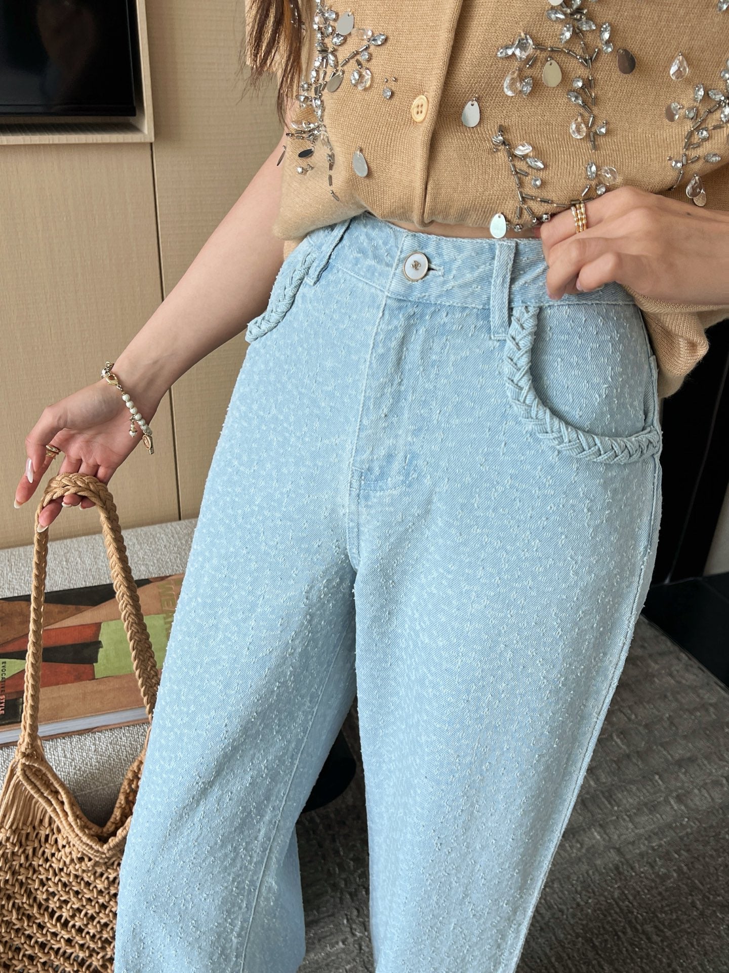 C*nel 25ss Weaved straight jeans