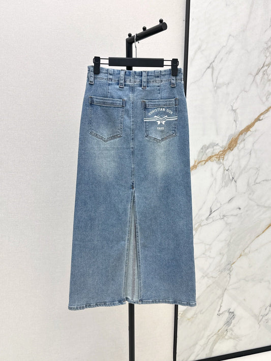 D*r 25ss denim skirt with pocket print