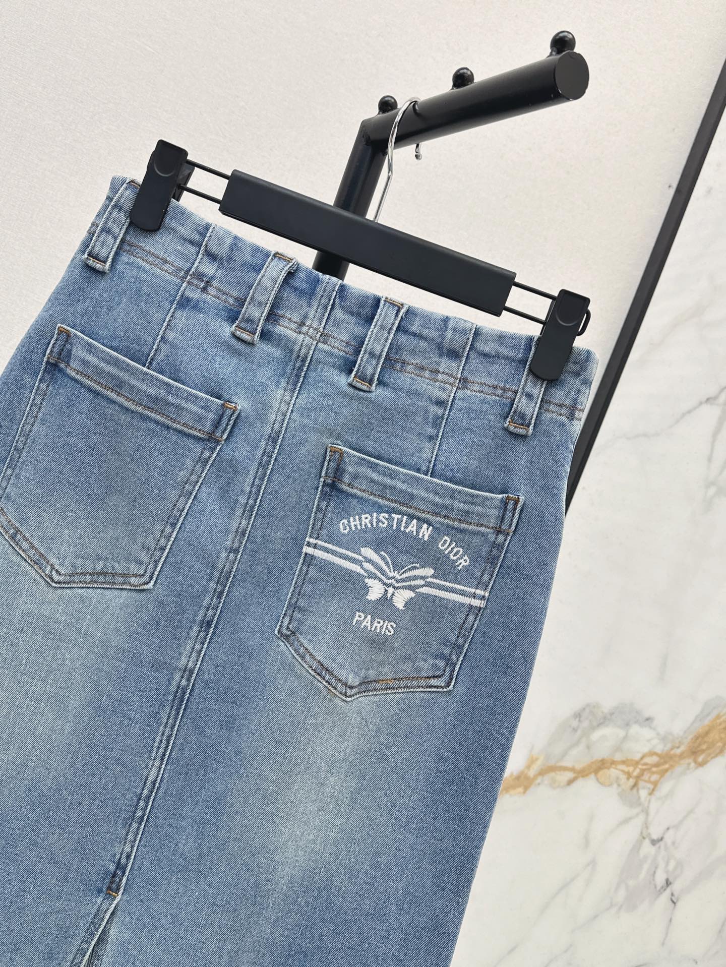 D*r 25ss denim skirt with pocket print