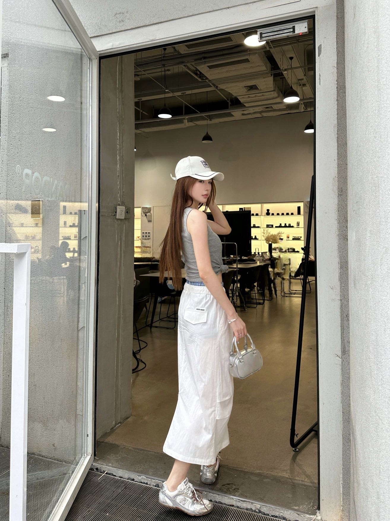 M*u 25ss drawstring waist midi skirt