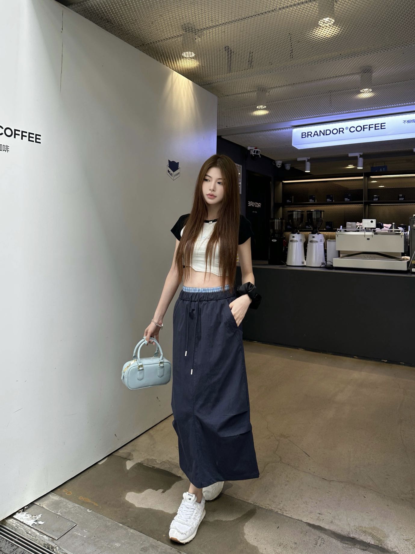 M*u 25ss drawstring waist midi skirt