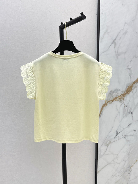 C*nel 25ss floral lace trim t-shirt