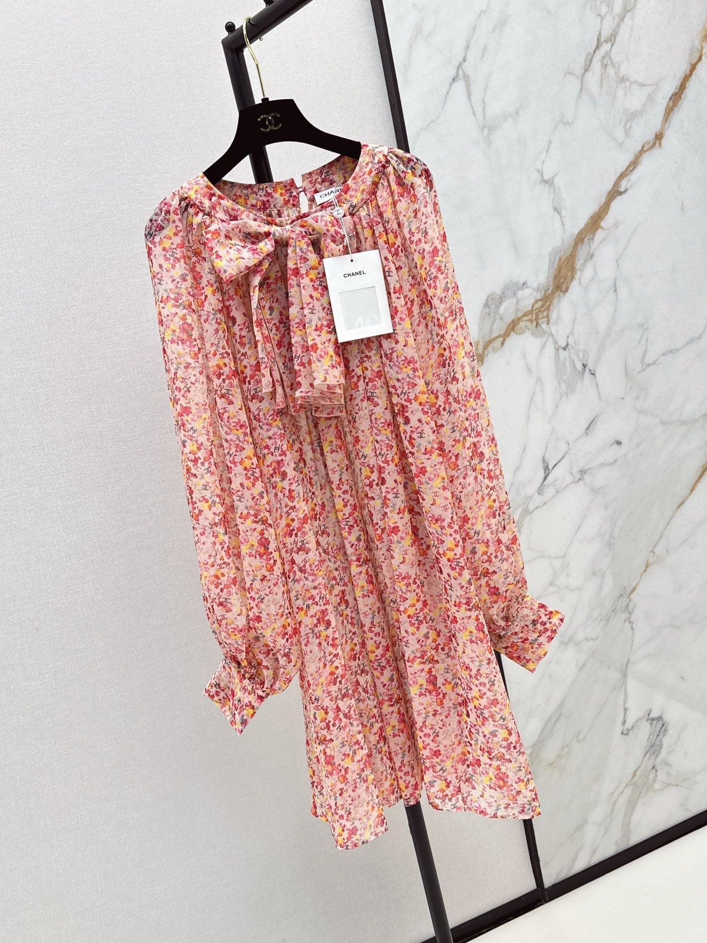 C*nel 25ss printed silk dress