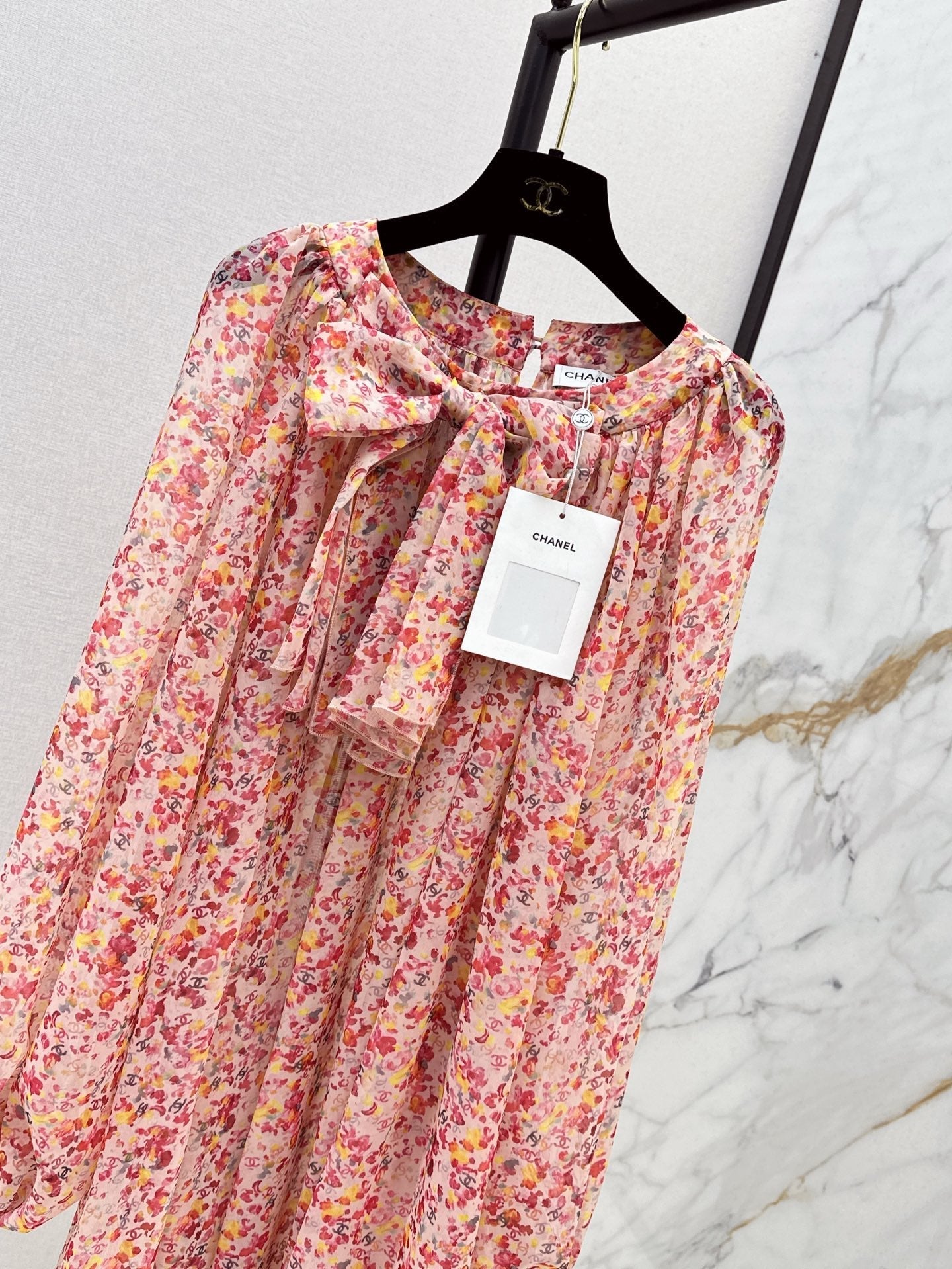 C*nel 25ss printed silk dress