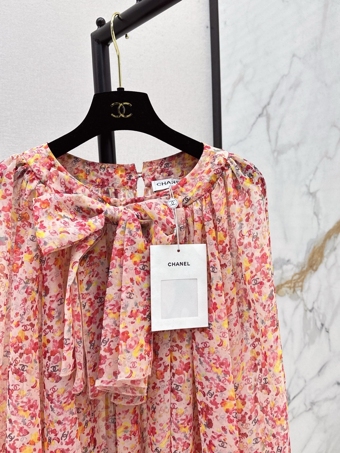 C*nel 25ss printed silk dress