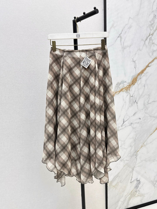 Loe* 25ss Asymmetric plaid skirt