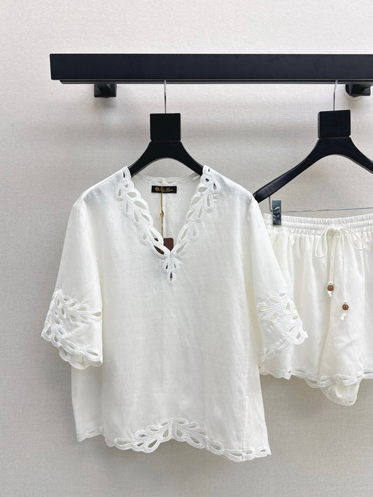 Lor*P 25ss embroidered linen suit