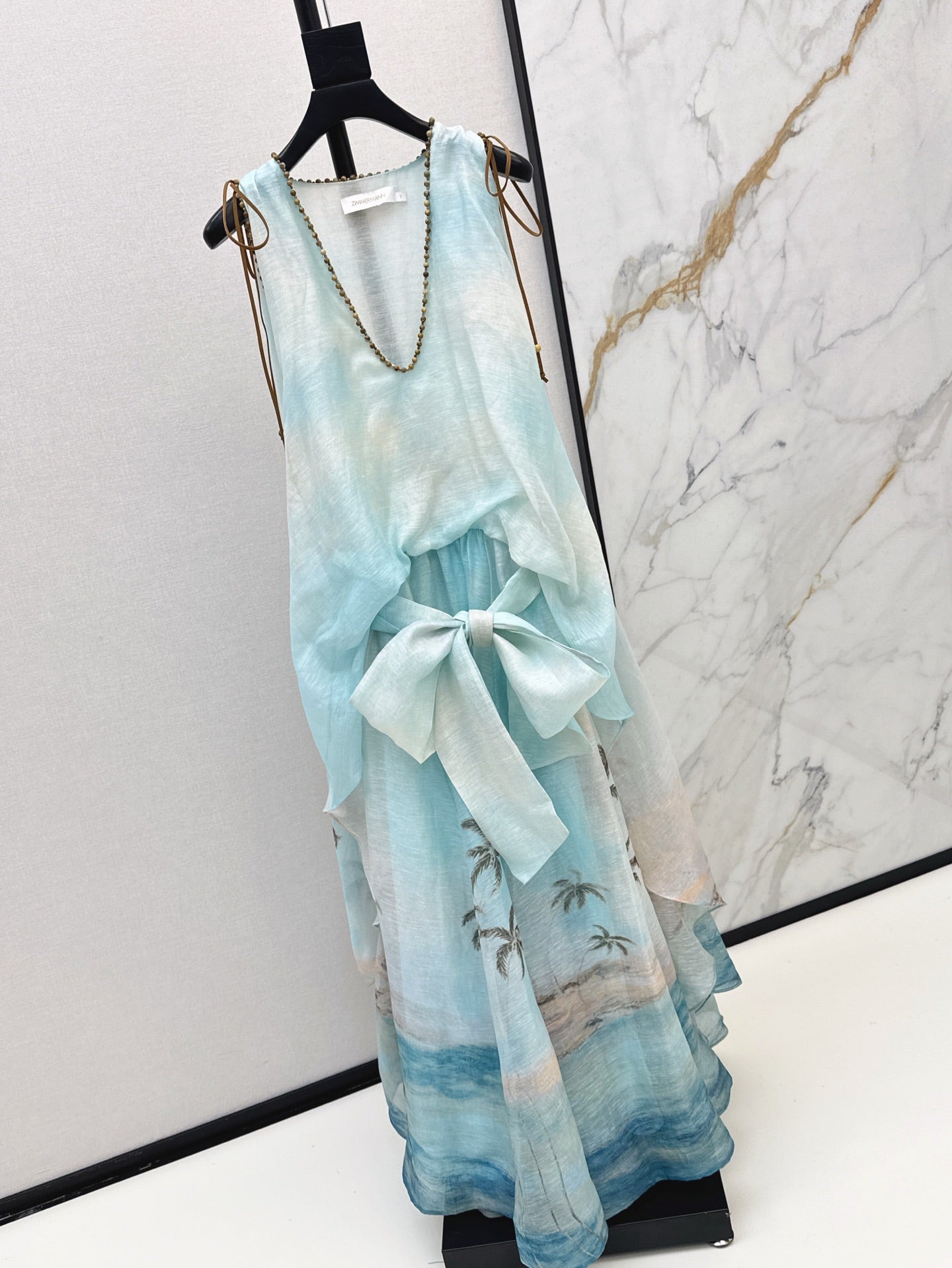 Zim* 25ss printed linen dress