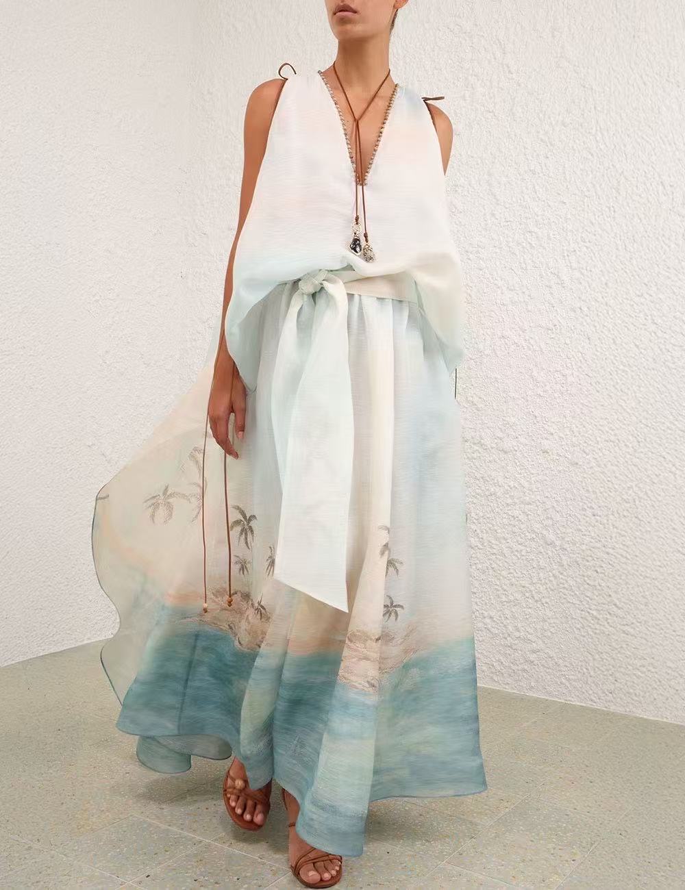 Zim* 25ss printed linen dress