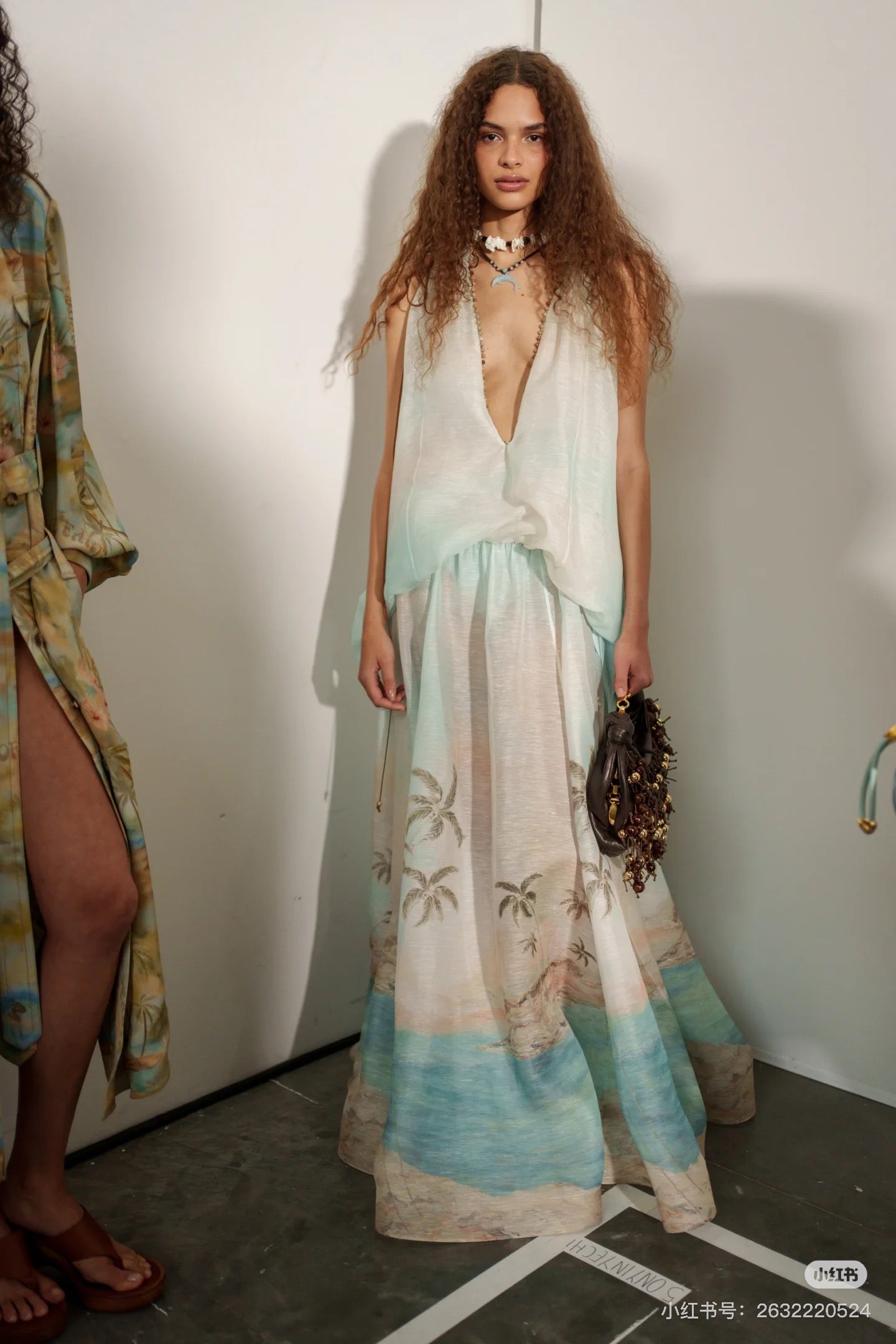 Zim* 25ss printed linen dress