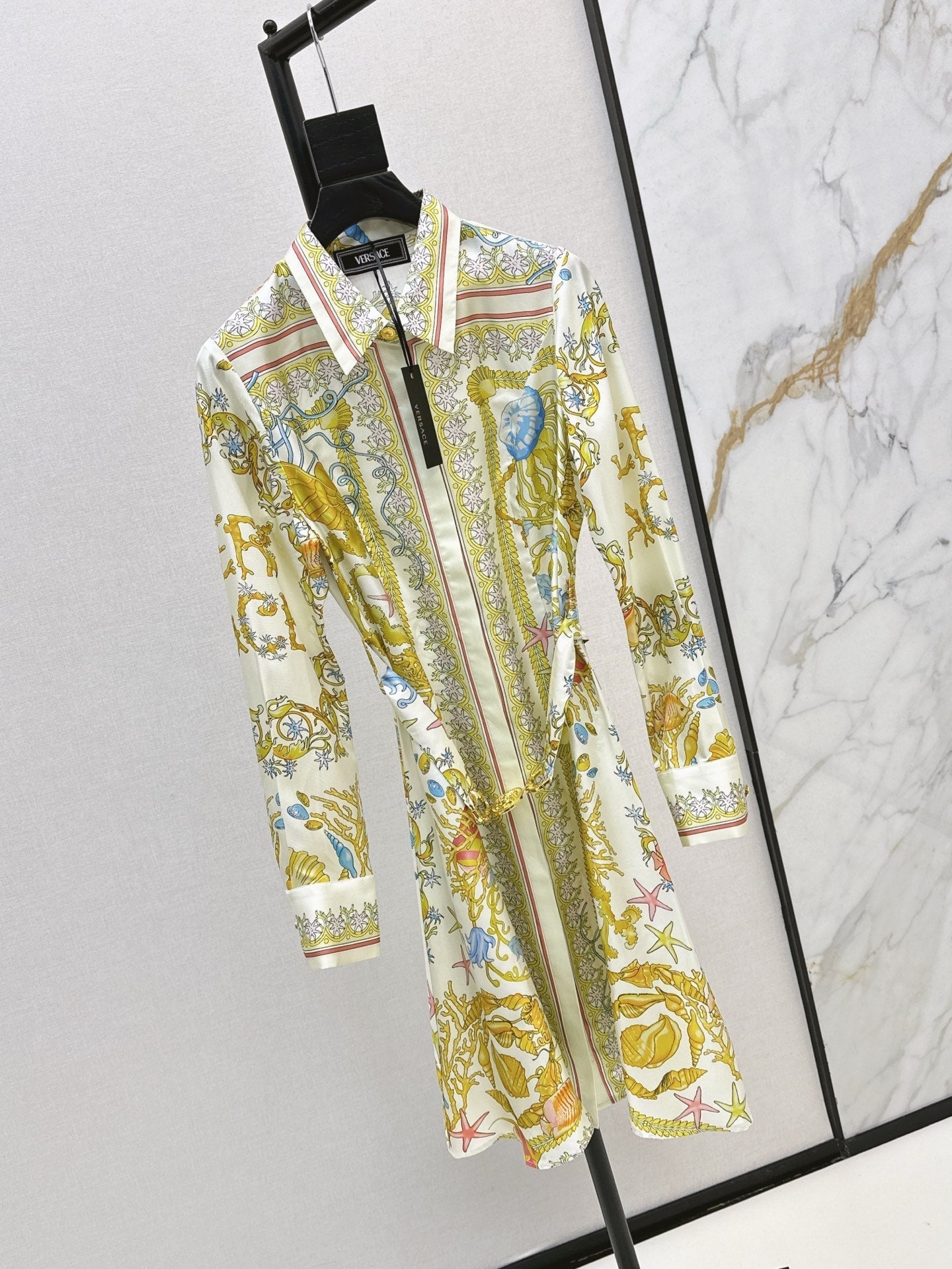 Versa* 25ss Barocco Silk Midi Shirt Dress