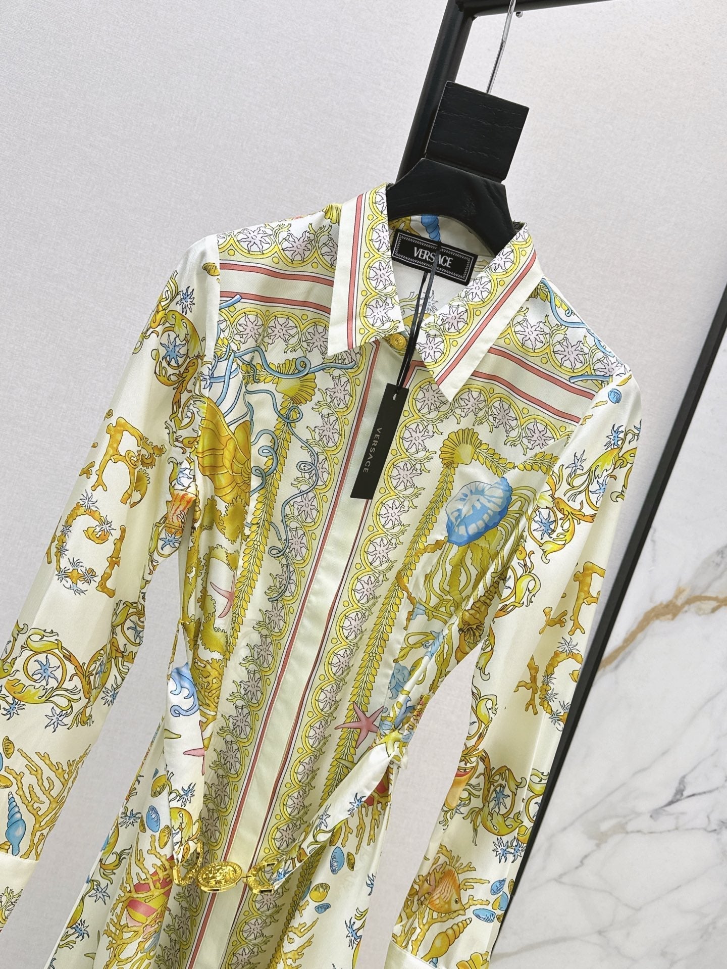 Versa* 25ss Barocco Silk Midi Shirt Dress