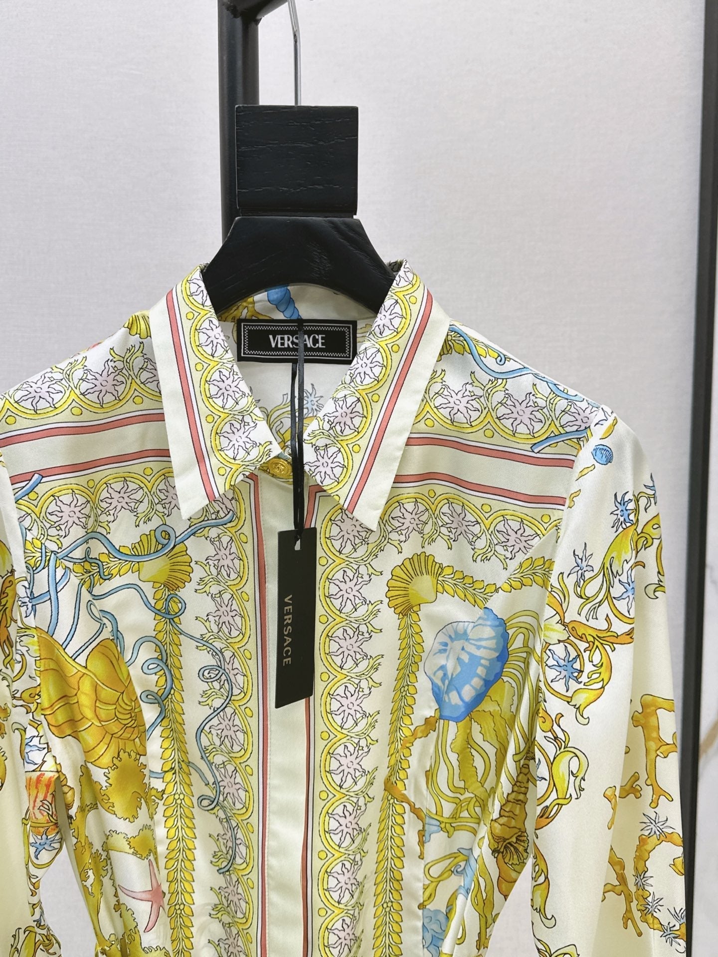 Versa* 25ss Barocco Silk Midi Shirt Dress