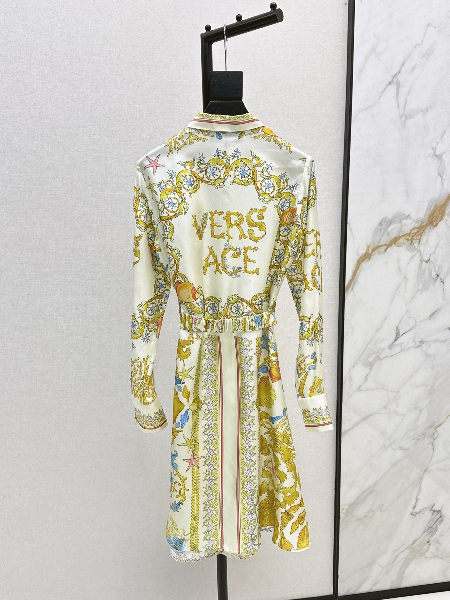 Versa* 25ss Barocco Silk Midi Shirt Dress