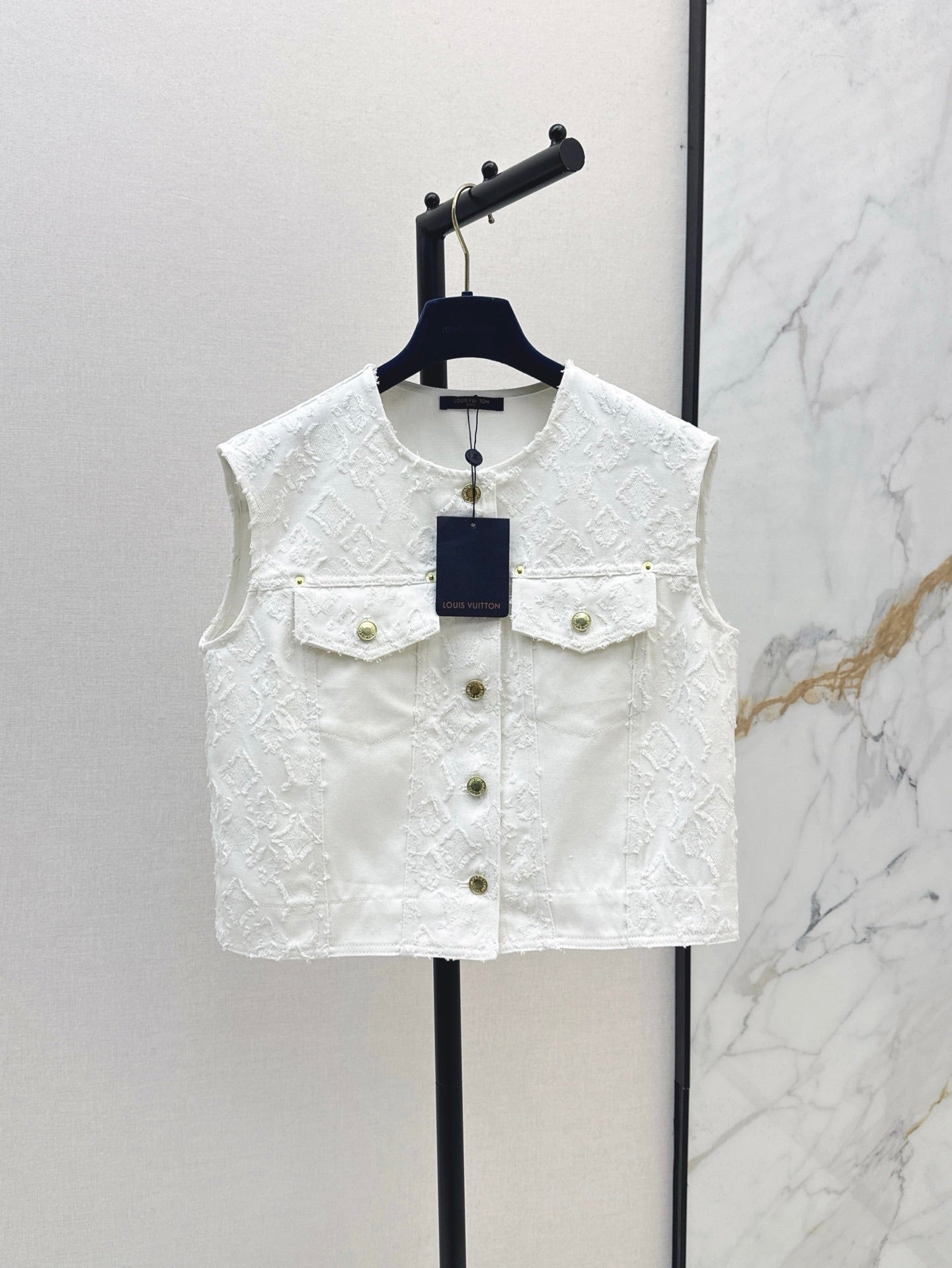 Loui* 25ss monogram jacquard denim vest