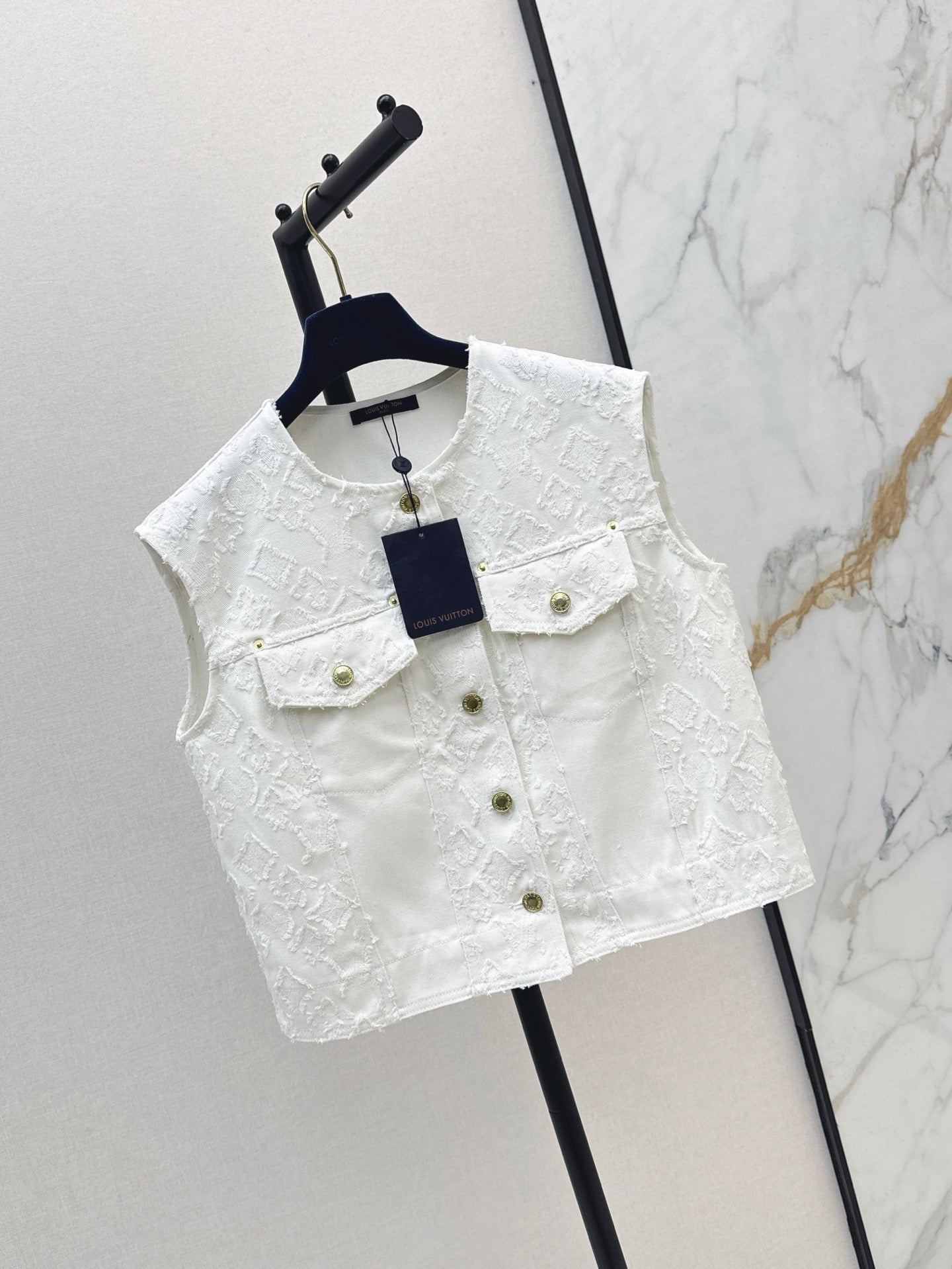 Loui* 25ss monogram jacquard denim vest