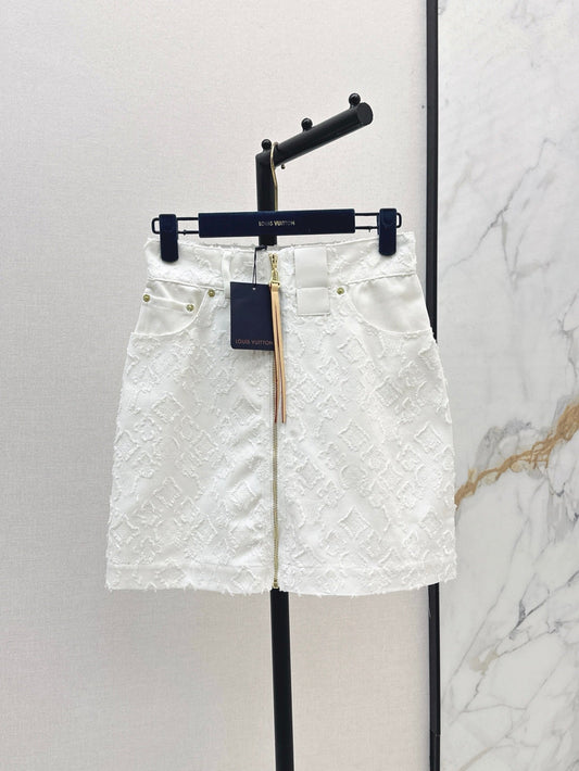 Loui* 25ss monogram jacquard denim skirt