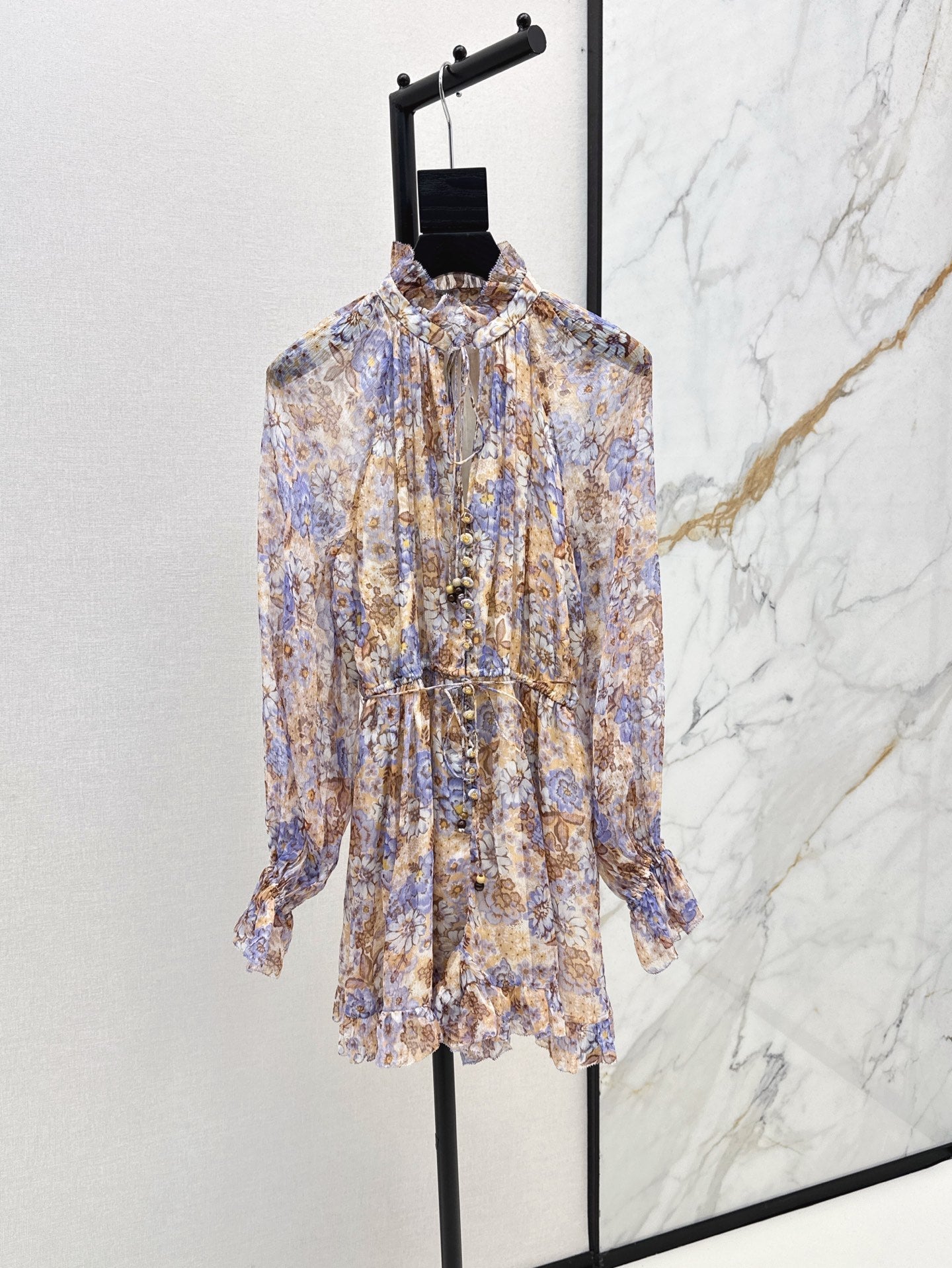 Zim* 25ss floral pattern silk jumpsuit