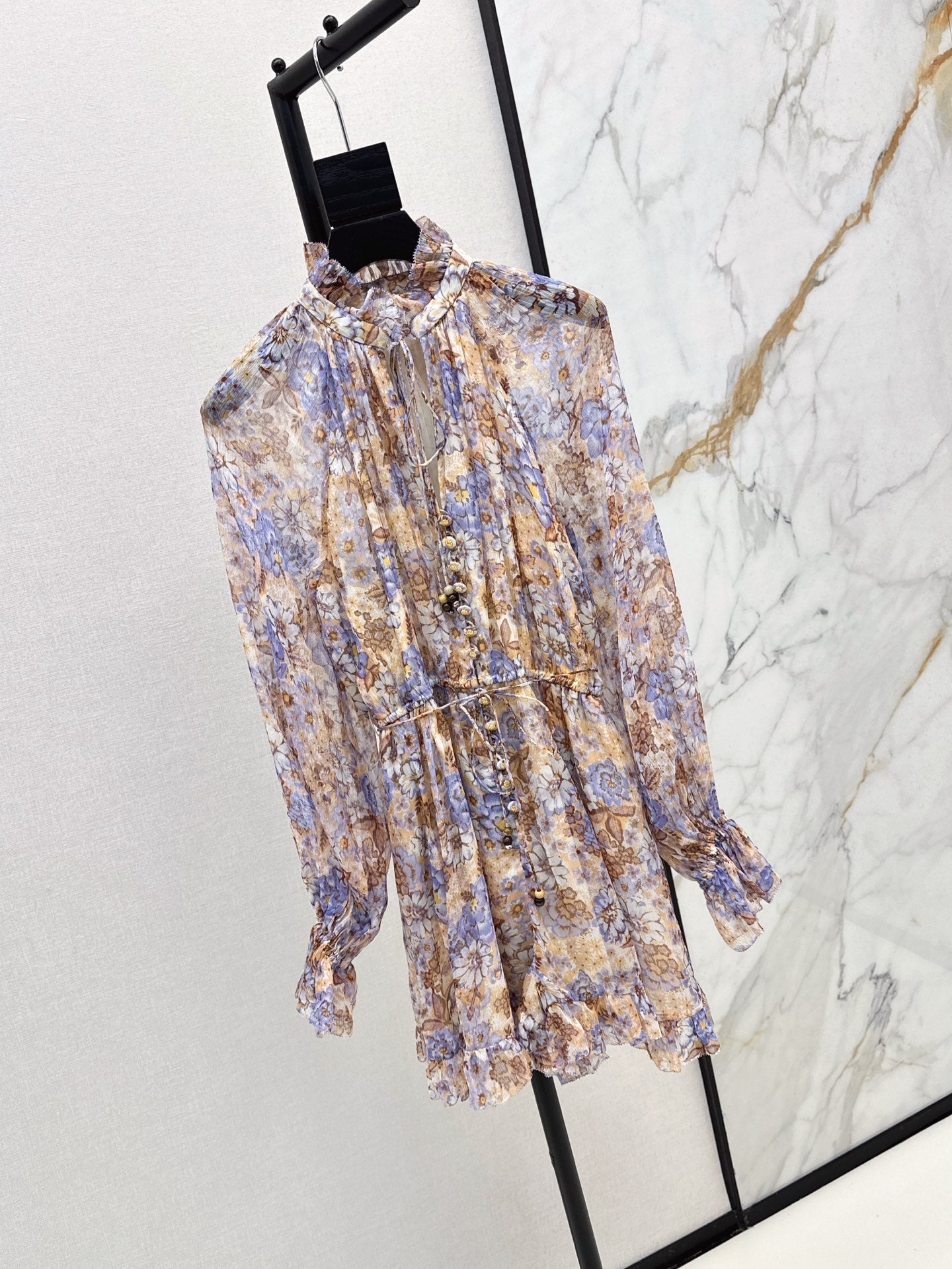 Zim* 25ss floral pattern silk jumpsuit