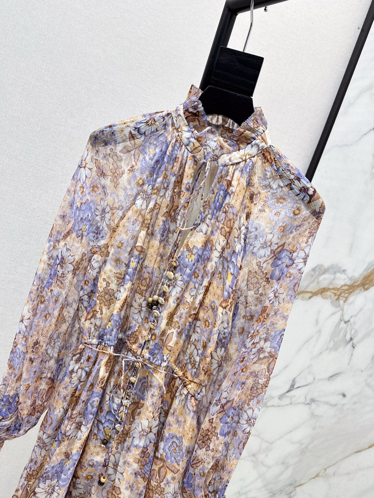 Zim* 25ss floral pattern silk jumpsuit