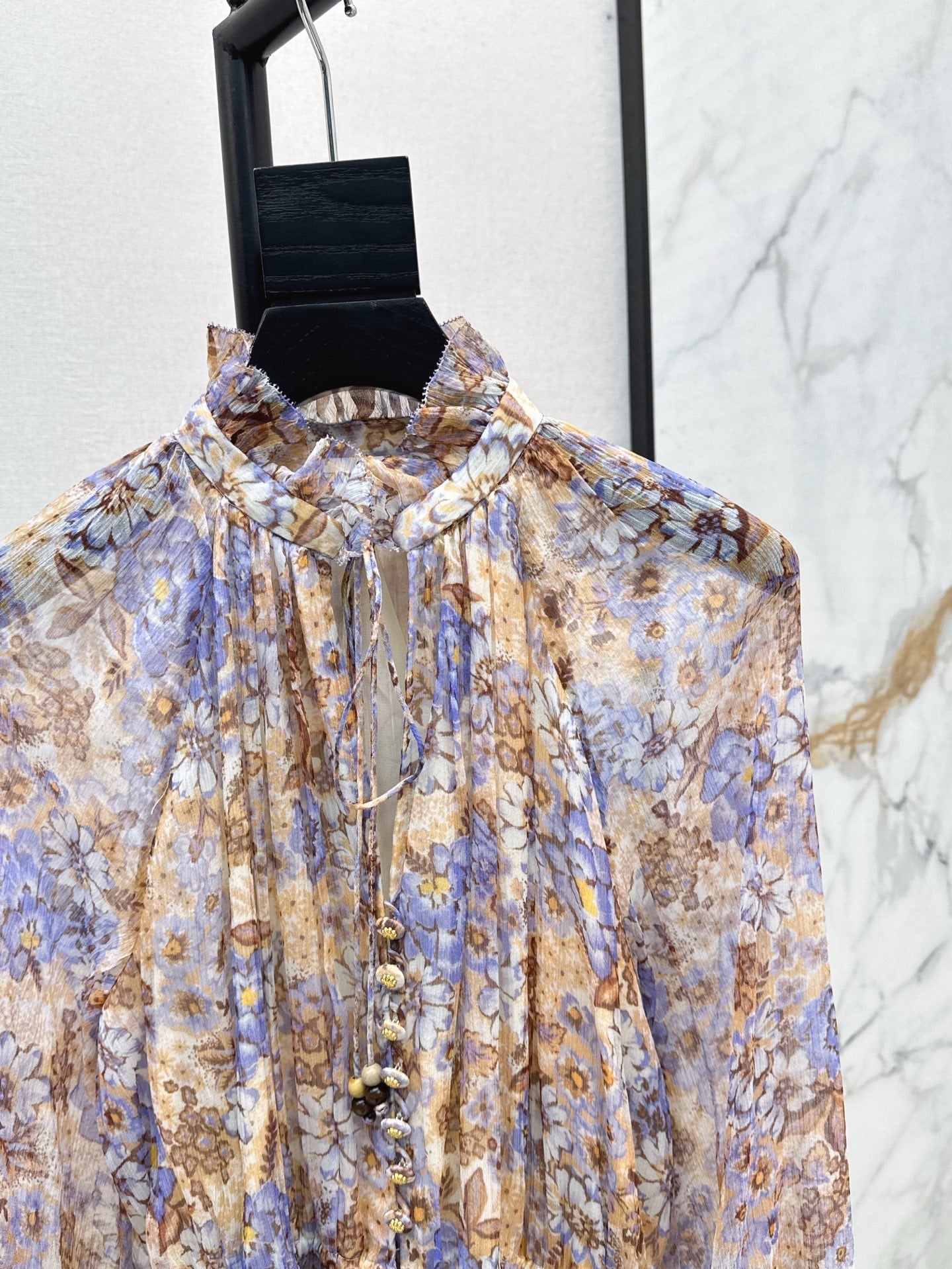 Zim* 25ss floral pattern silk jumpsuit