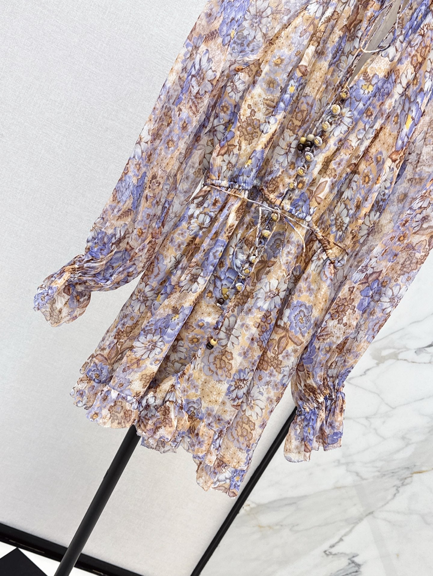 Zim* 25ss floral pattern silk jumpsuit