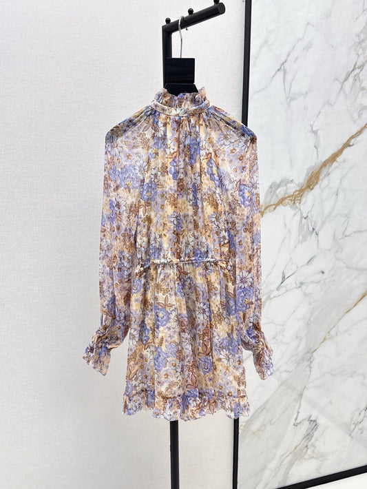 Zim* 25ss floral pattern silk jumpsuit