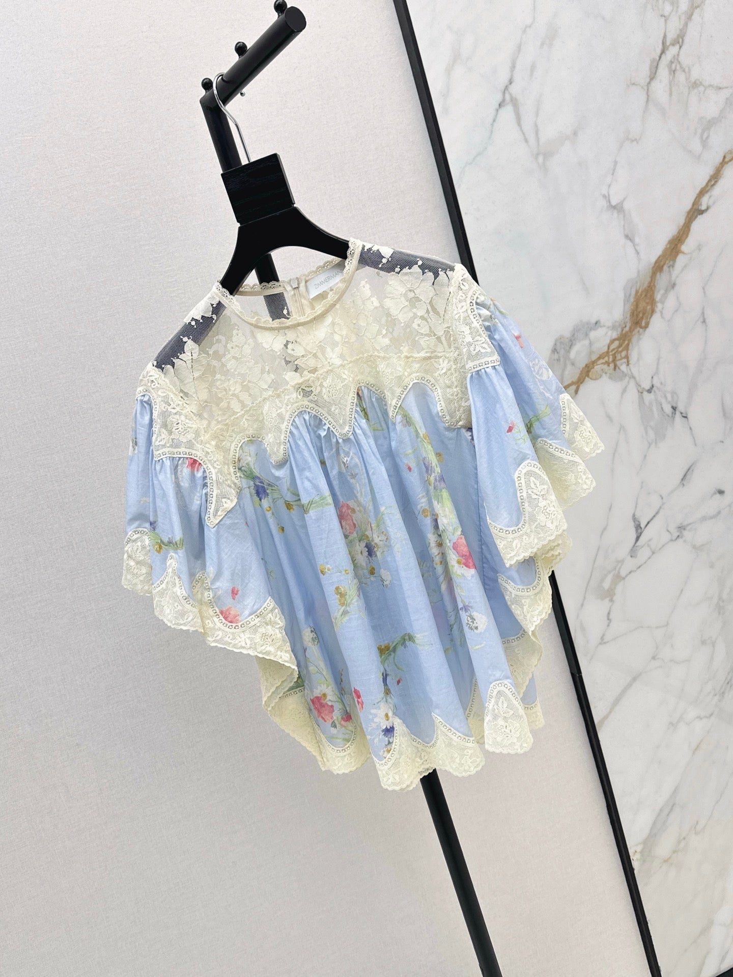 Zim* 25ss lace cape shirt