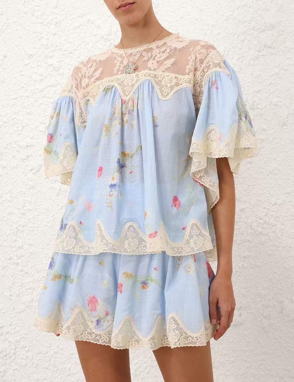 Zim* 25ss lace cape shirt