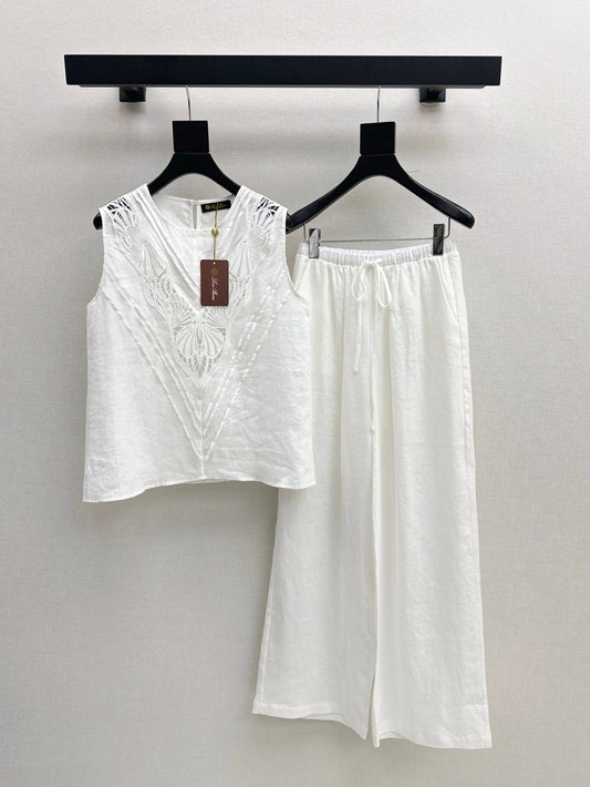 Lor*P 25ss embroidered linen suit