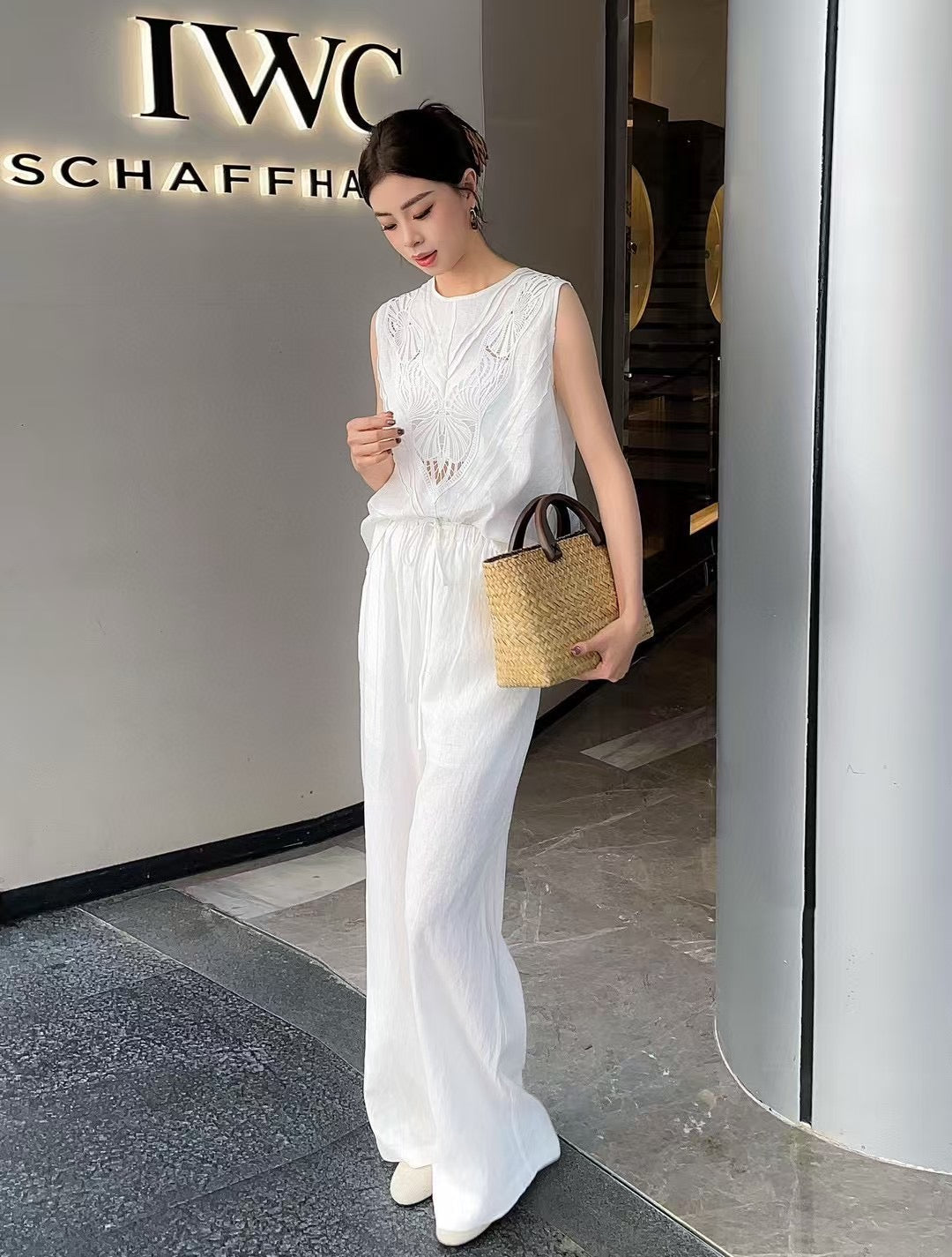 Lor*P 25ss embroidered linen suit