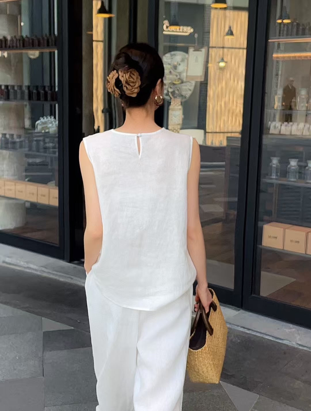 Lor*P 25ss embroidered linen suit