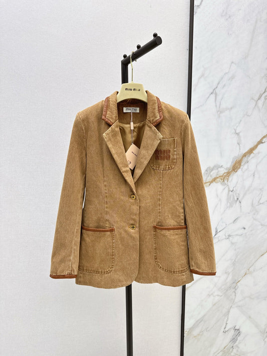 M*u 25ss denim and leather blazer jacket