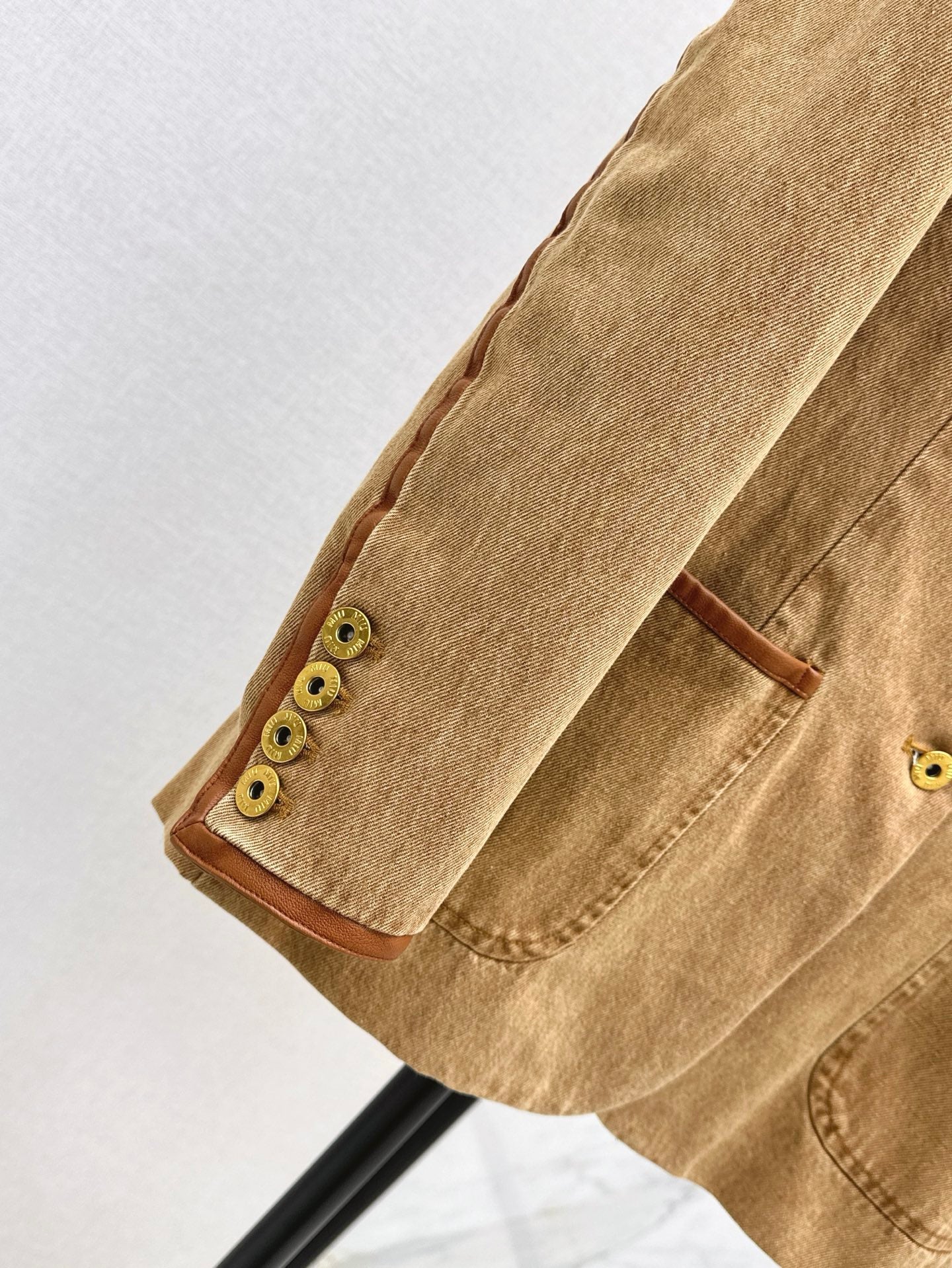 M*u 25ss denim and leather blazer jacket