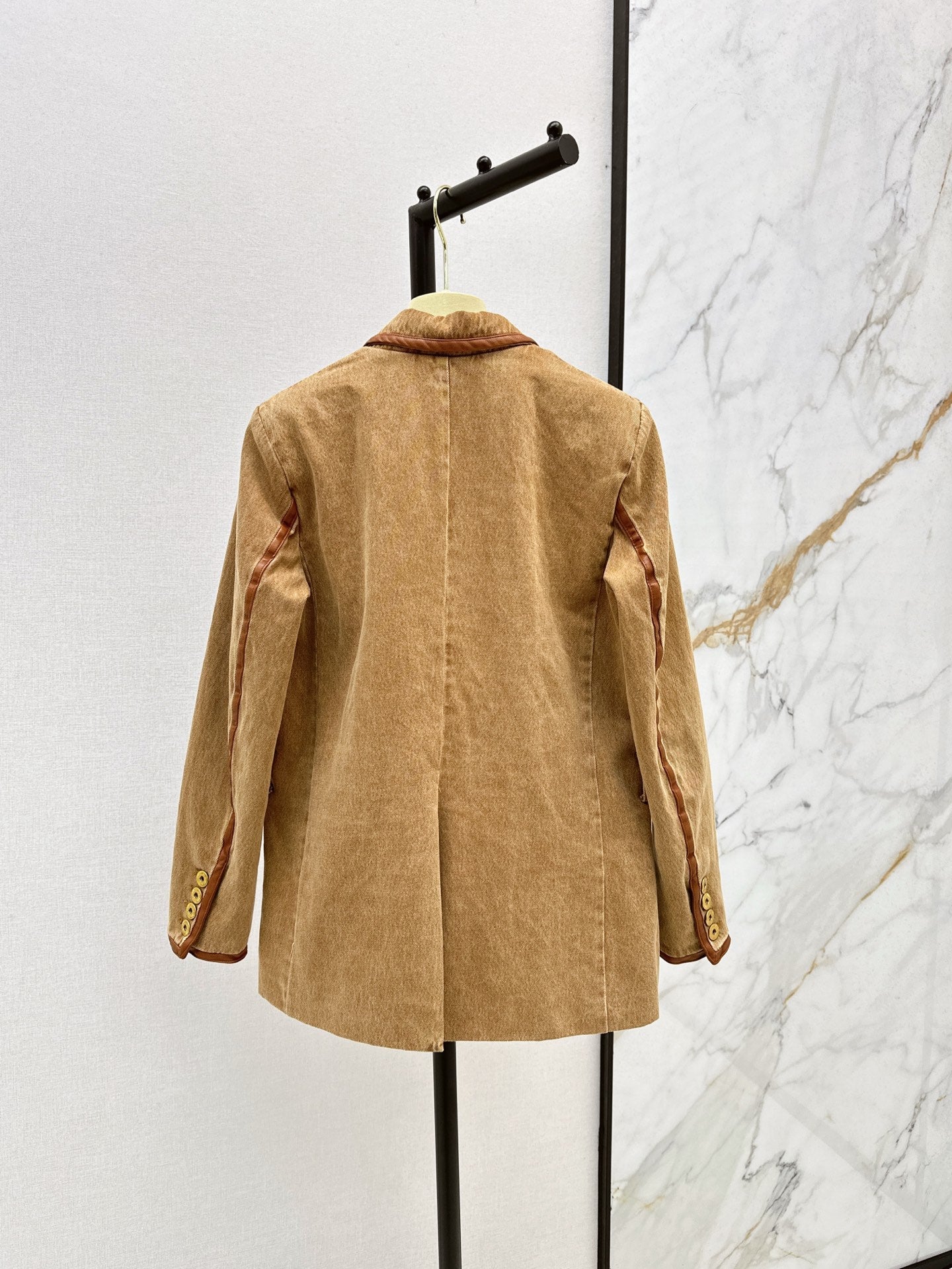 M*u 25ss denim and leather blazer jacket