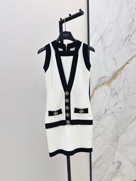 Balm* 25ss two-tone knit minidress