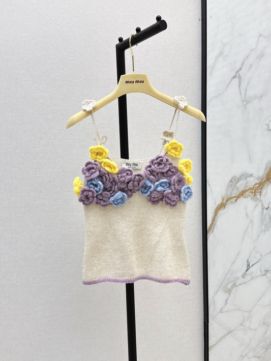 M*u 25ss 3D flower knitted camisole top