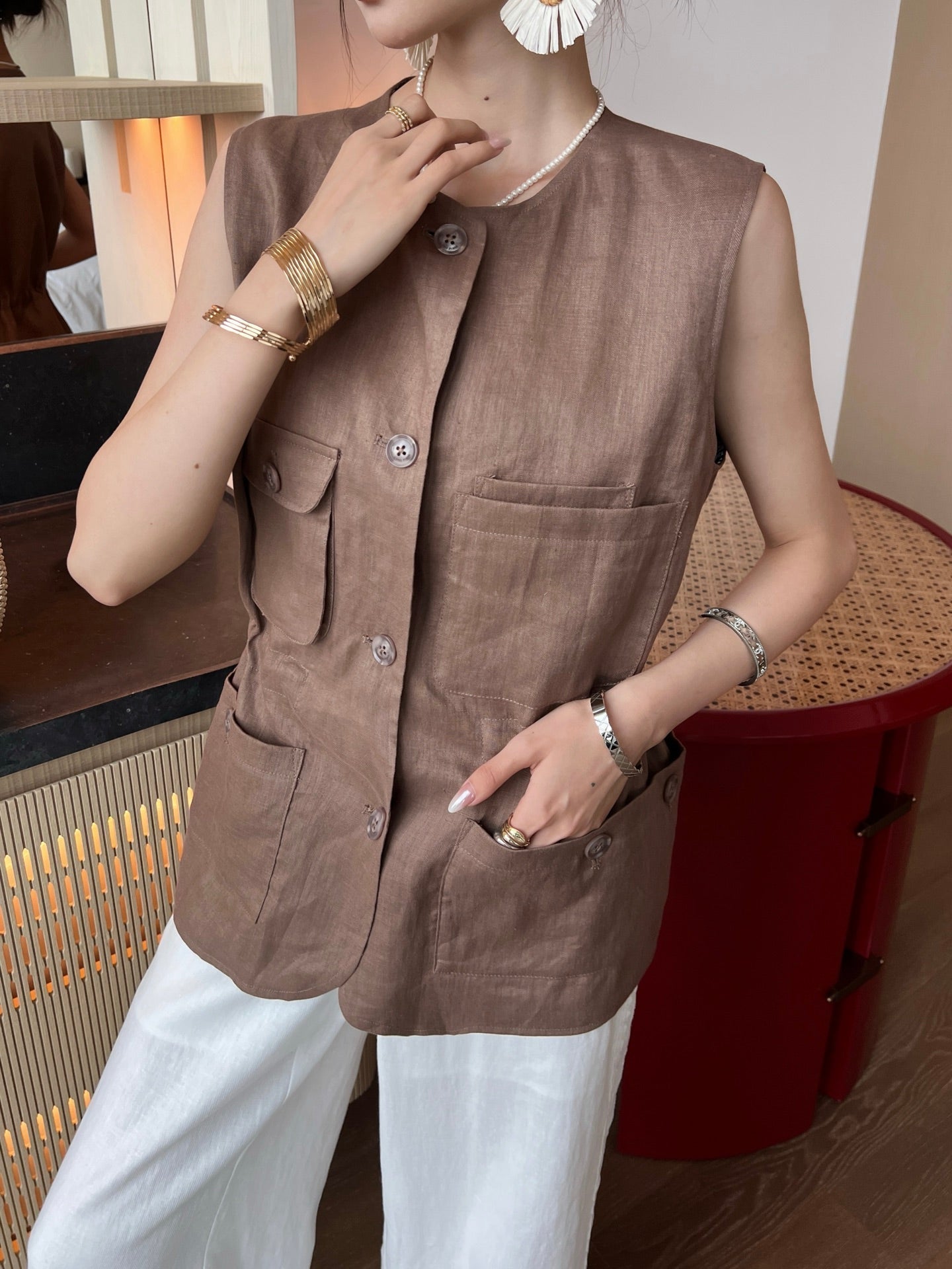 Lor*P 25ss linen vest jacket