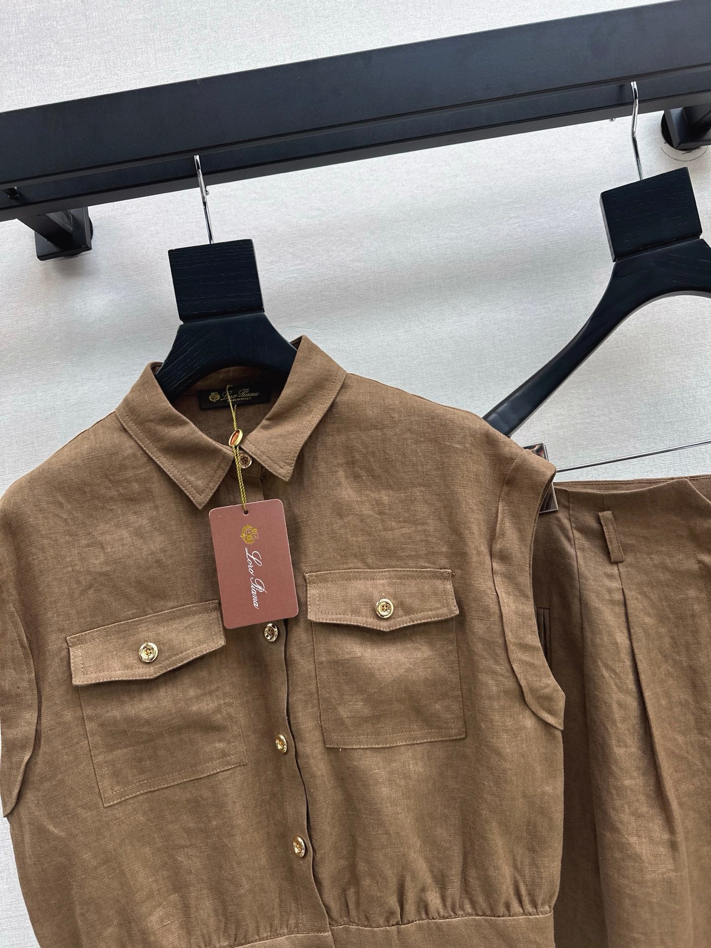 Lor*P 25ss linen cap sleeve top and shorts set