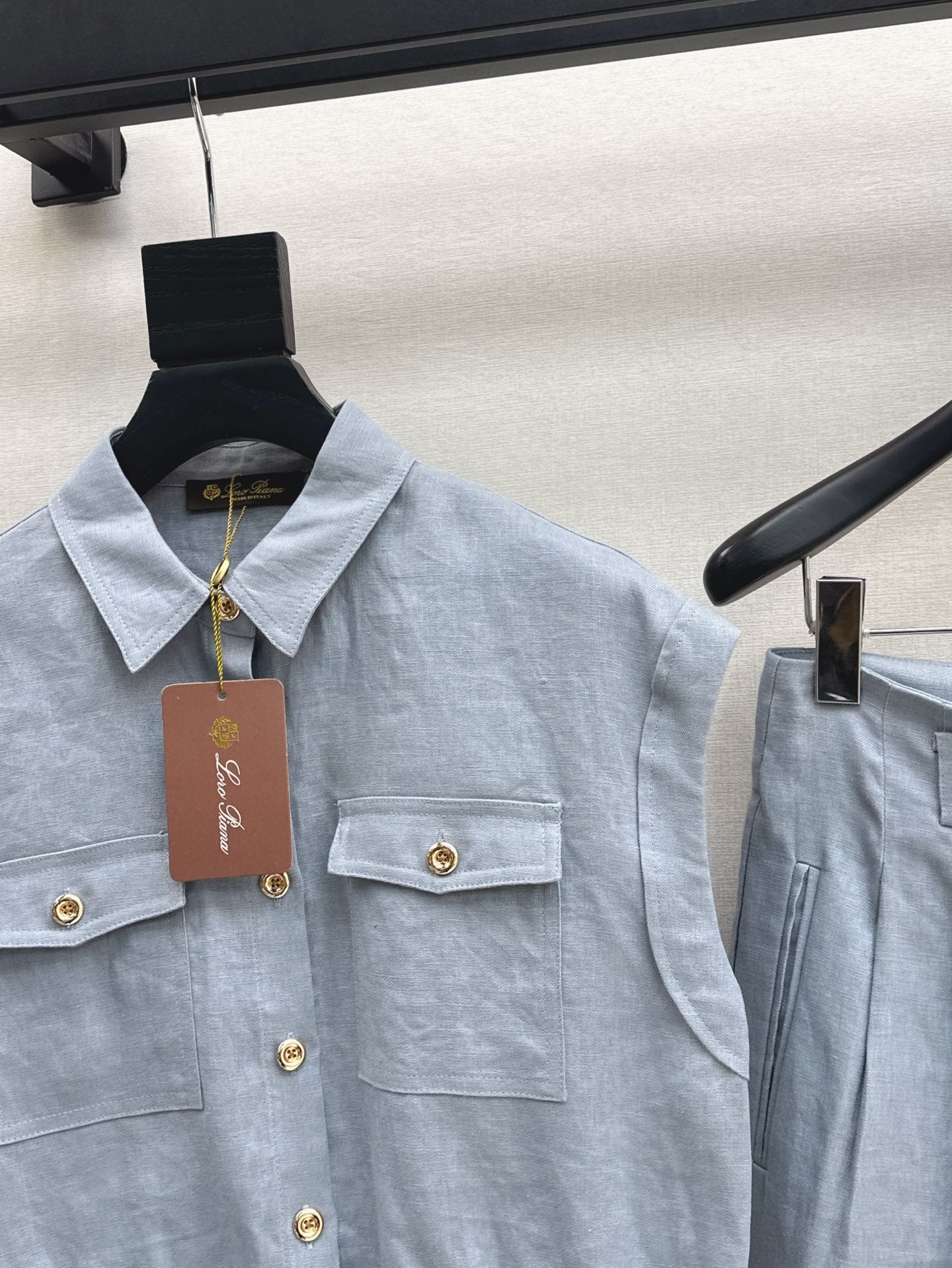 Lor*P 25ss linen cap sleeve top and shorts set