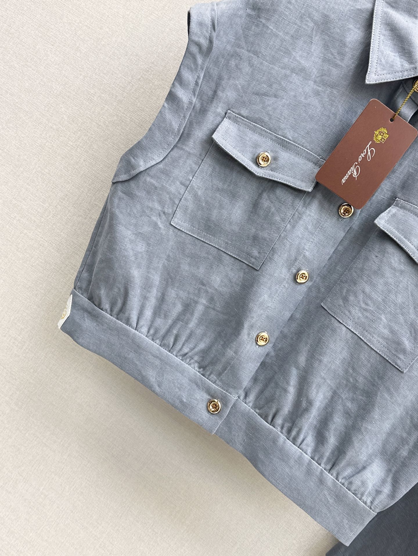 Lor*P 25ss linen cap sleeve top and shorts set