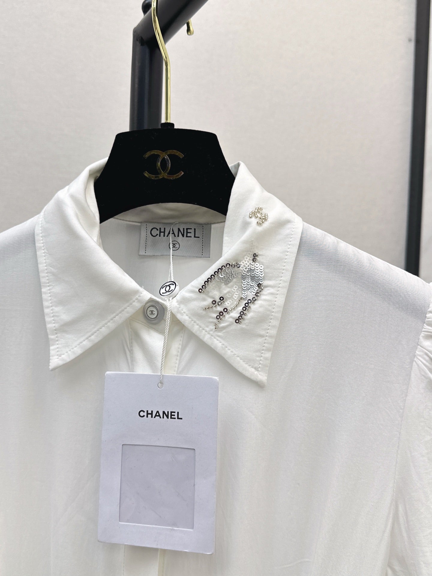 C*nel 25ss embroidered belted long shirt dress