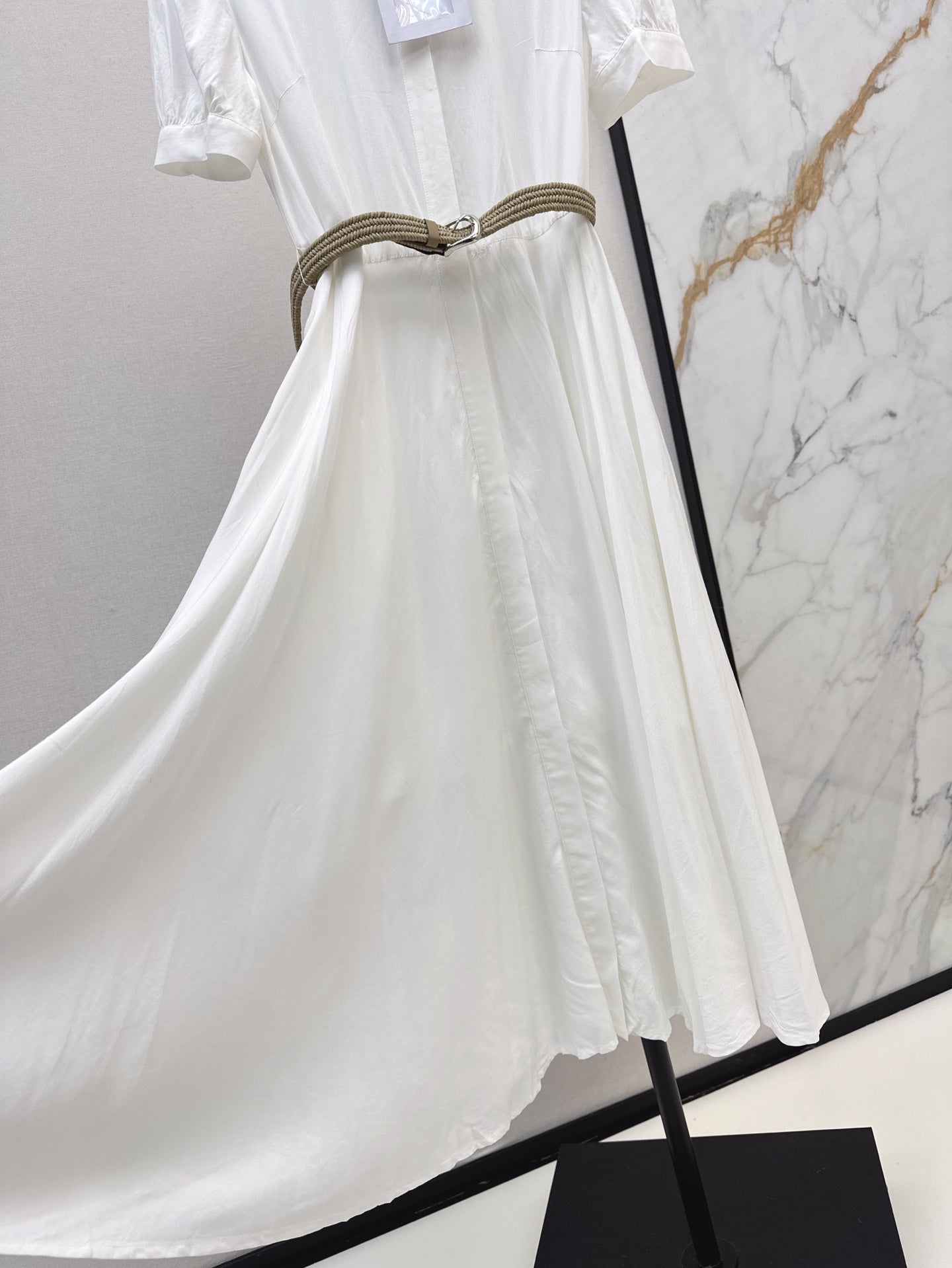 C*nel 25ss embroidered belted long shirt dress