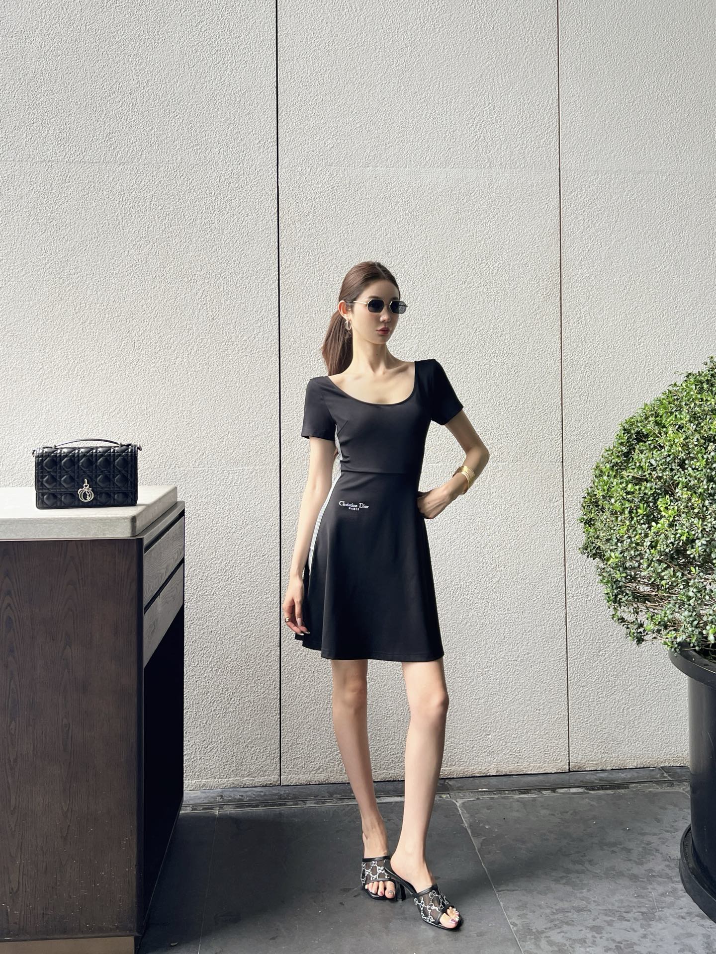 D*r 25ss short flared dress with web