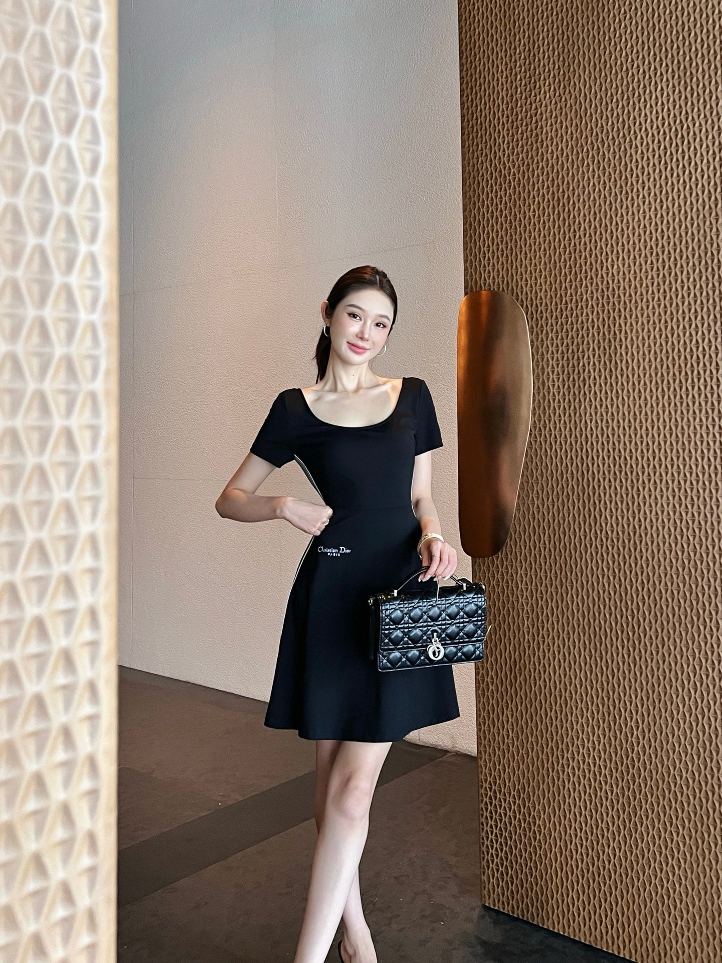 D*r 25ss short flared dress with web