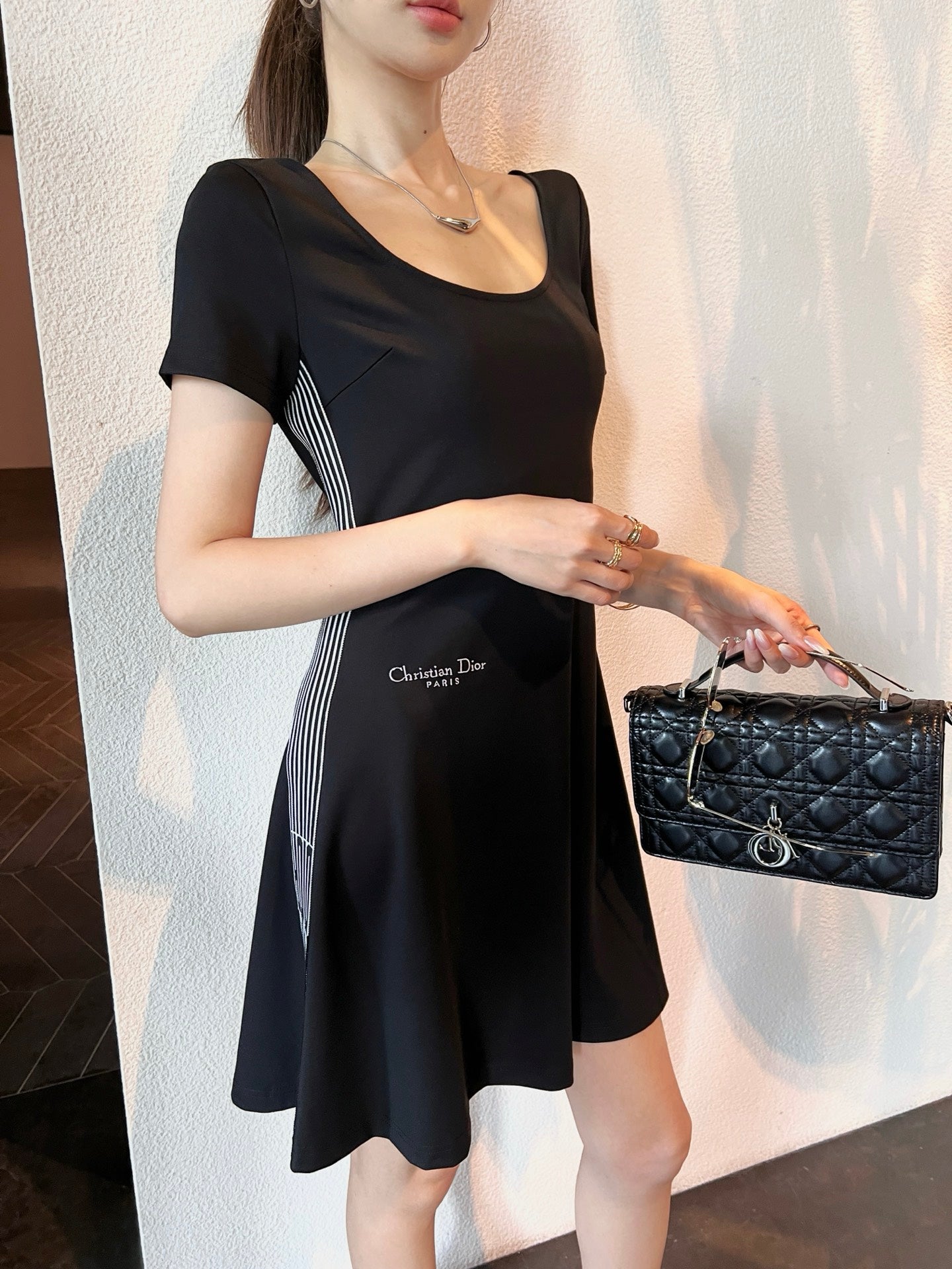 D*r 25ss short flared dress with web